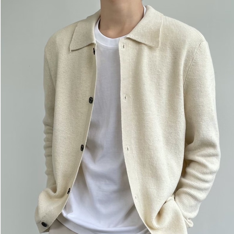 Áo Sweater Dệt Kim Tay Dài Cổ Gập Đơn Giản Màu Trơn Phong Cách Hàn Quốc Thời Trang Cho Nam