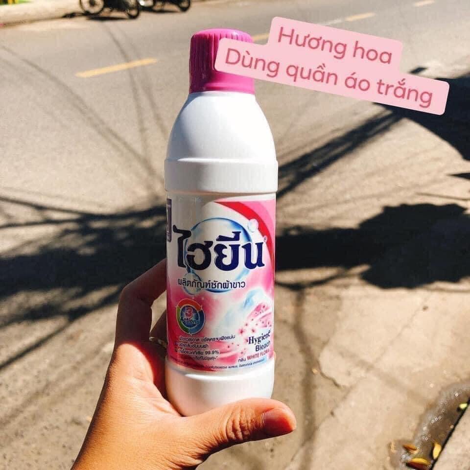 TẨY QUẦN ÁO HYGIEN THÁI LAn 20k / chai 250ml Nắp hồng là tẩy trắng có hương Nắp xanh là tẩy trắng k