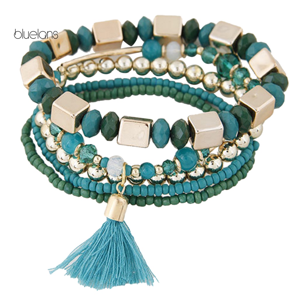 Vòng Tay Hạt Resin Nhiều Lớp Phong Cách Bohemian Cổ Điển Thời Trang Cho Nữ