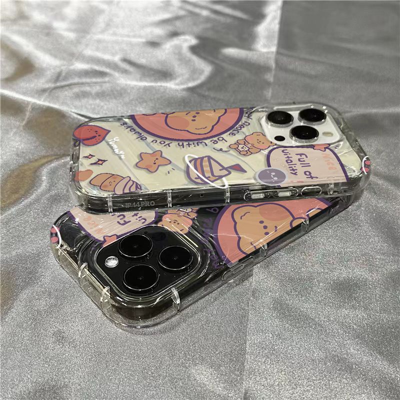 Ốp Điện Thoại Mềm Trong Suốt Hình Gấu Dễ Thương Cho iPhone14promax 1312 / 11 7 / 8plus xr / sins EXB4