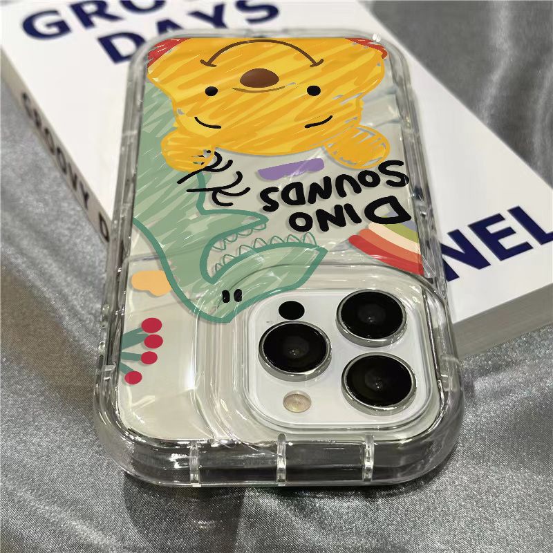 Ốp Điện Thoại Dẻo Trong Suốt Họa Tiết Hoạt Hình Khủng Long / Gấu Pooh Cho iPhone14promax 1312 / 11 7 / 8plus xr / sins Kdz