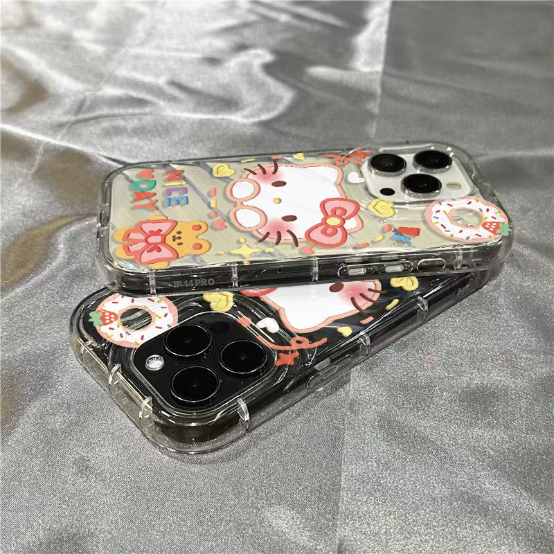 Ốp Điện Thoại Mềm Trong Suốt Họa Tiết Mèo / Bánh Donut Cho iPhone14promax 1312 / 11 7 / 8plus xr / sins LQI7