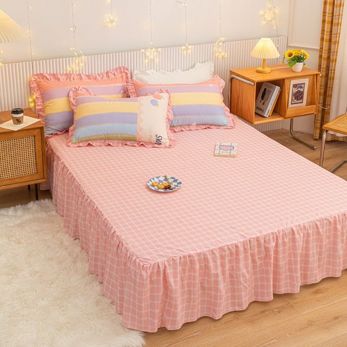 Váy Giường Đơn Bằng cotton linen Thân Thiện Với Da In Hình Cây Cỏ Hoạt Hình 3.5 feet 5 feet 6 feet
