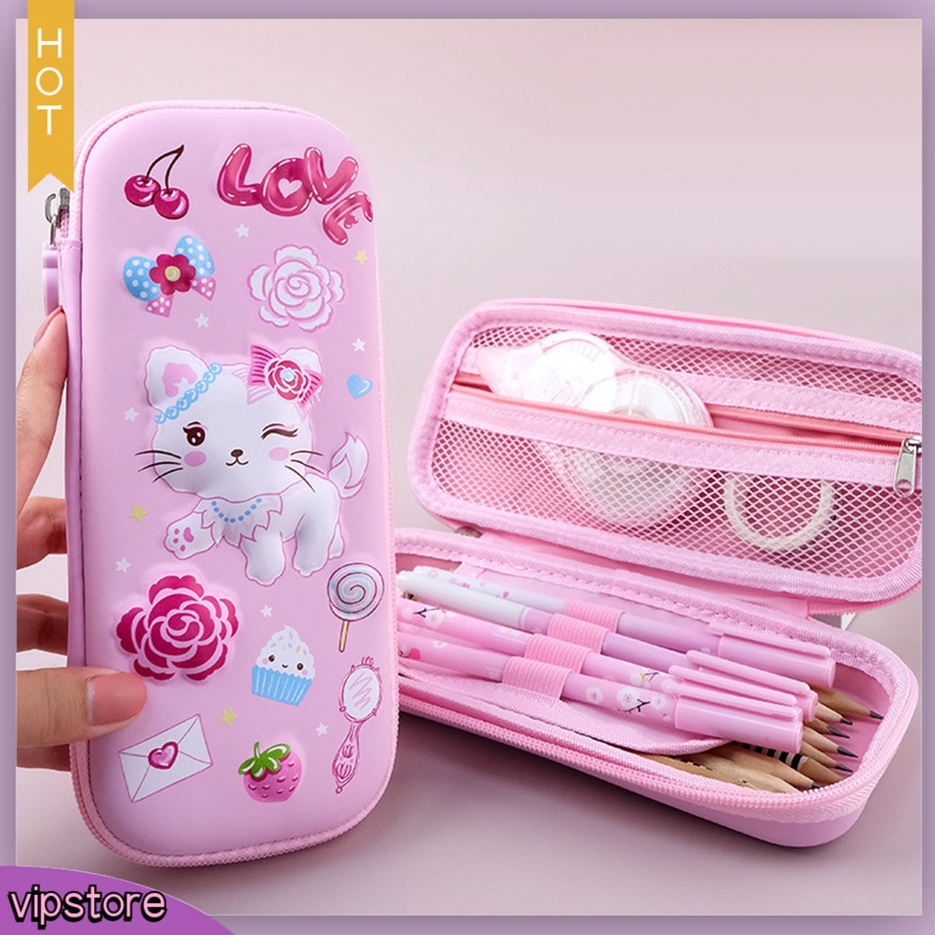 &lt;VIP&gt; Túi Lưới Đựng Bút Tạo Hiệu Ứng 3D Hình Hello Kitty Dễ Thương