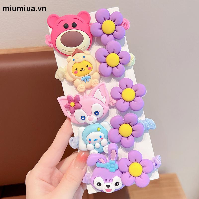 miumiua1 SANRIO Dây Buộc Tóc Mảnh Co Giãn Cao Hình Gấu Dâu Tây Dễ Thương