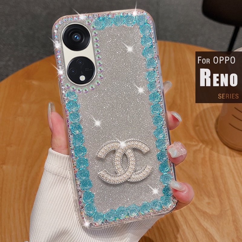 Ốp Điện Thoại Oppo Reno 10 8T 5G 4G Reno 8 7 4G 5G Reno 7Z 8Z 5G Reno 8 Pro 5G Reno 6 5 5G 4G Đính Đá Và Ngọc Trai Giả Cho Ốp Điện Thoại