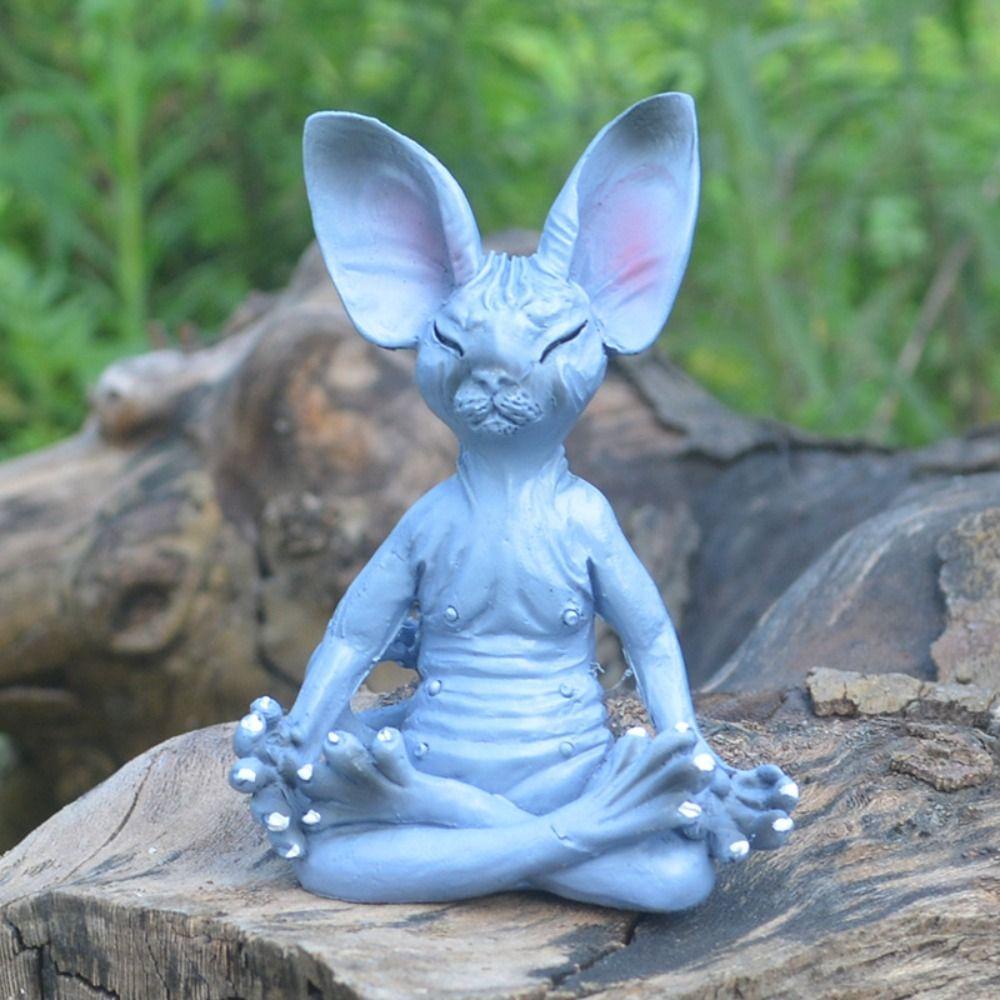 Wisdomest cat meditate Tượng Mèo Ngồi Thiền, Mô Hình Mèo Mini Trang Trí Tiểu Cảnh Sân Vườn resin Sáng Tạo Làm Quà Tặng