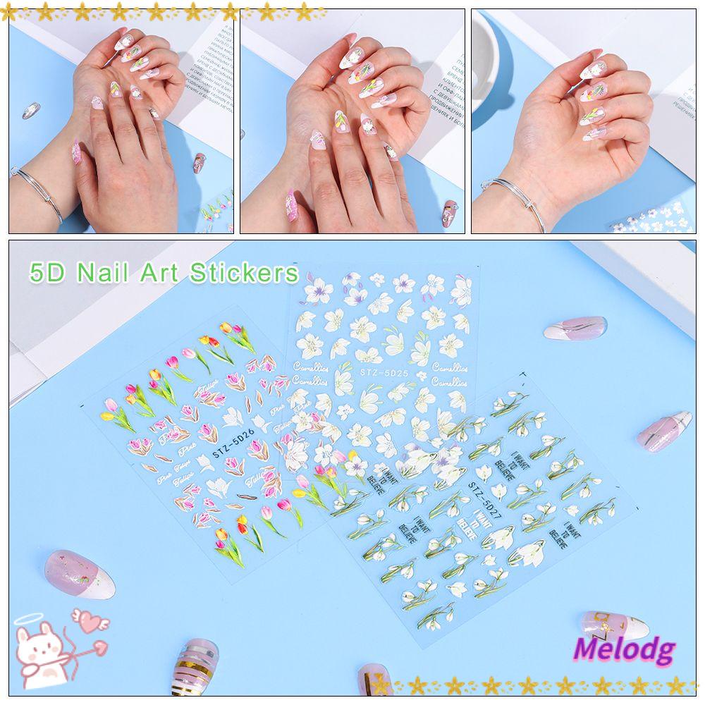 MELODG Miếng Dán Trang Trí Móng Tay Nghệ Thuật Tự Dính DIY