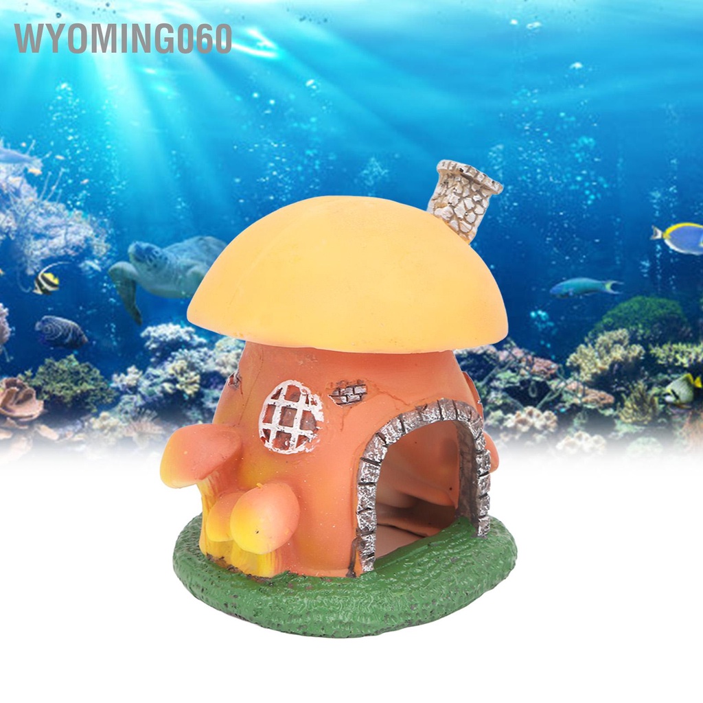 Wyoming060 Hồ Cá Hình Nấm Lâu Đài Vật Trang Trí Mô Phỏng Nhựa Làm Thủ Công Phong Cảnh Cho Bể
