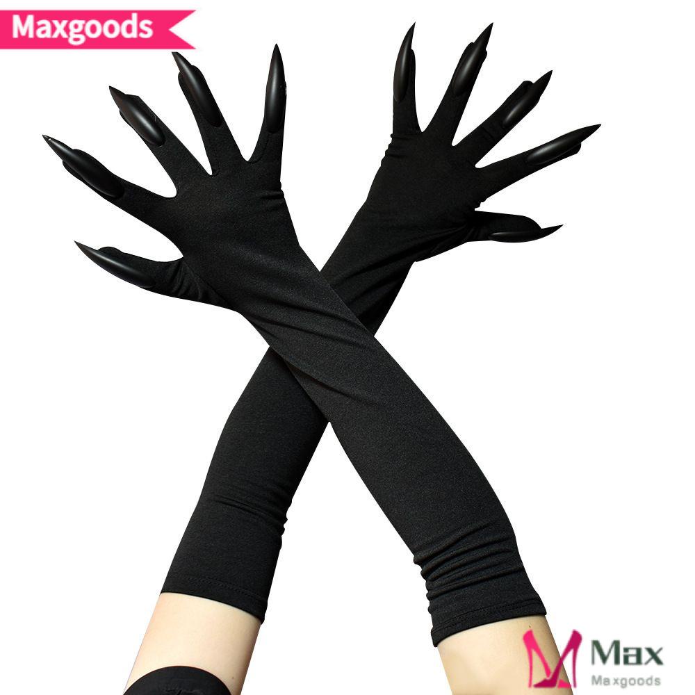 MAXG Găng Tay Dài Màu Đen Họa Tiết Halloween Vui Nhộn