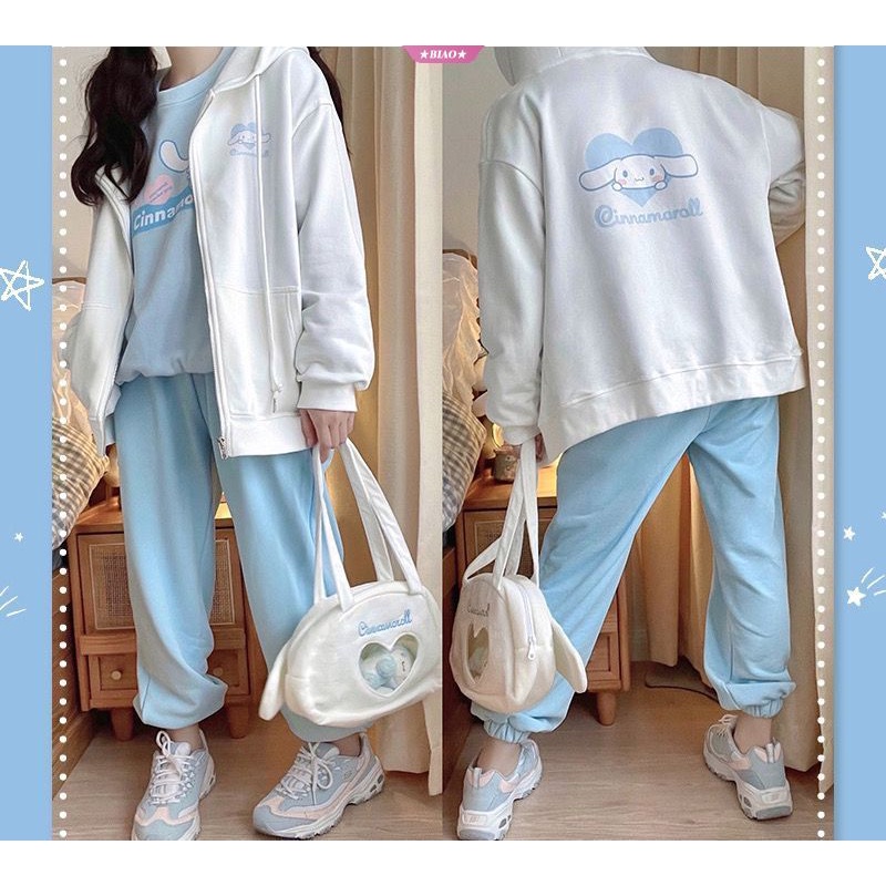 Sanrio Kuromi Cinnamoroll My Melody Áo Khoác Sweater Có Mũ Trùm Đầu Phong Cách Lolita Mỏng Giữ Ấm Mùa Xuân Thu Cho Nữ