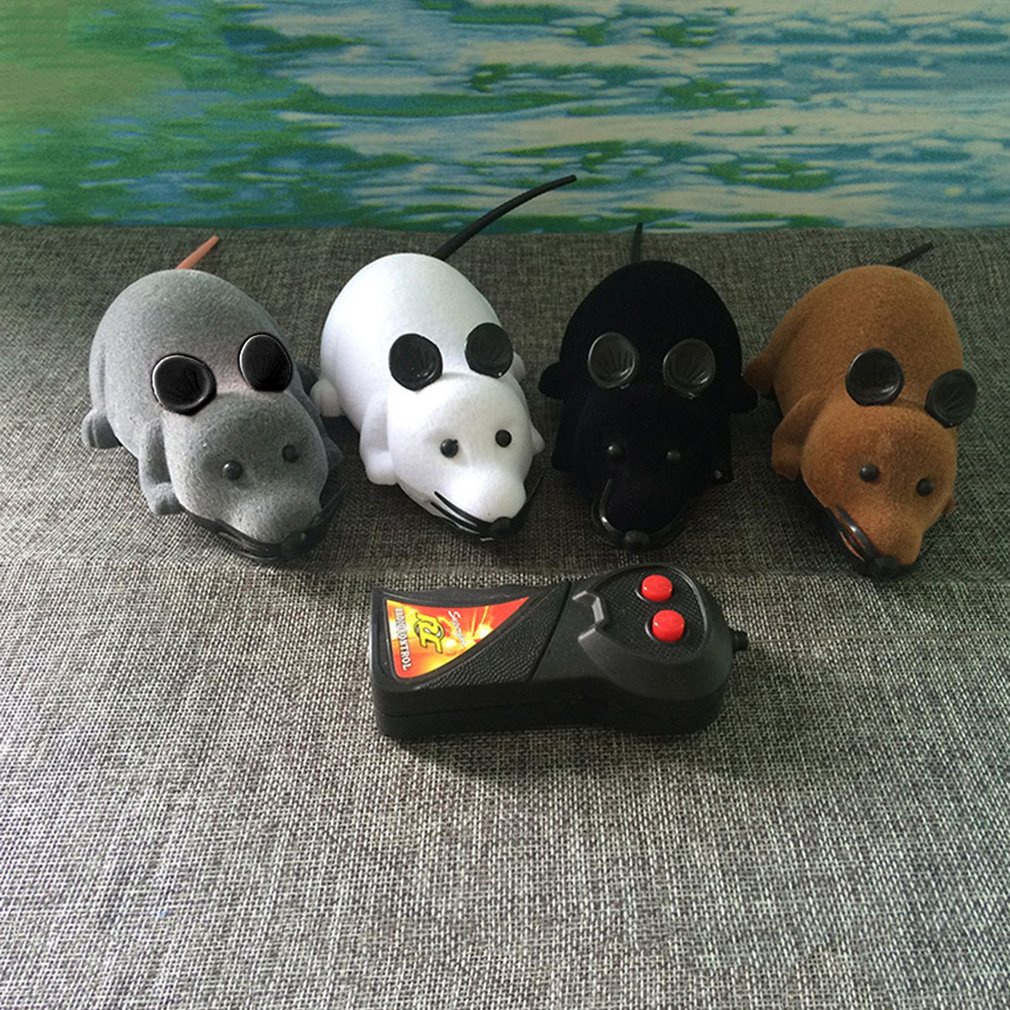 =Christmas=RC Wireless Rotation Mouse Electronic Rat Toy Flocking Tricky Mouse Toy