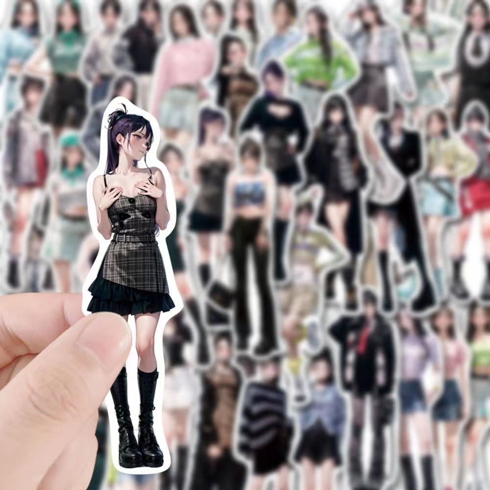 Bộ 72 Miếng Dán Trang Trí Sổ Tay Hình Cô Gái anime Thời Trang
