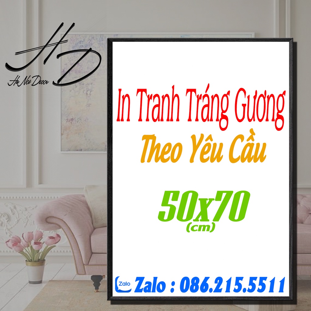 In Tranh Tráng Gương 50x70 Theo Yêu Cầu, Decor, Trang Trí - Có Khung