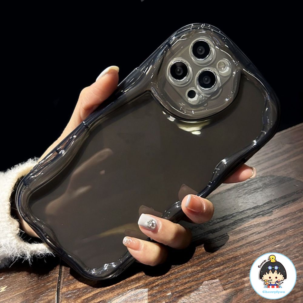 Ốp Điện Thoại TPU Mềm Trong Suốt Viền Gợn Sóng Bảo Vệ Ống Kính Máy Ảnh Cho IPhone 11 12 13 14 Pro Max XR XS Max