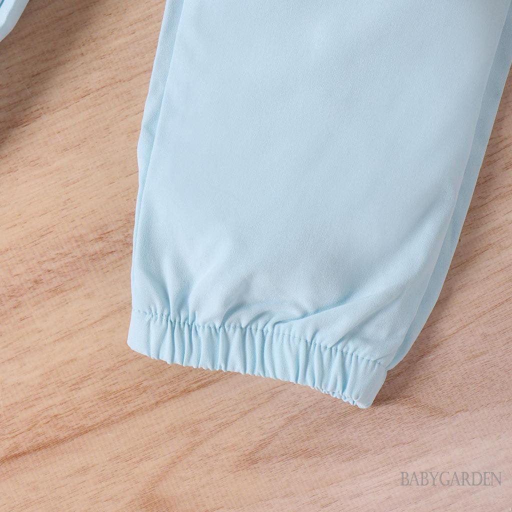 Set Áo Tay Bèo Nhún Màu Sắc Ngọt Ngào + Quần Yếm Lưng Thun Ống Rộng Thời Trang Mùa Hè Cho Bé Gái / 4-7 Tuổi