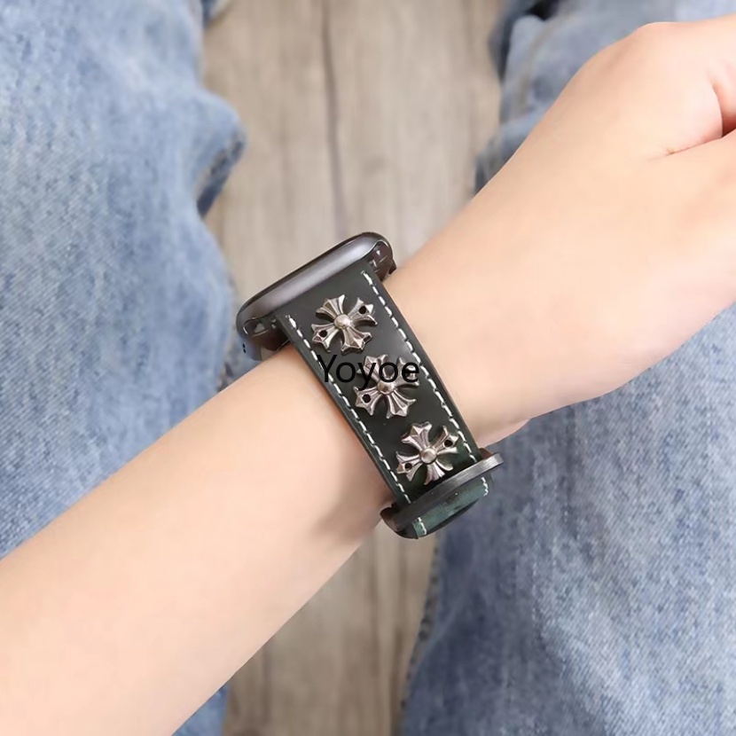 Dây Đeo Thay Thế Bằng Da Đính Đinh Tán Phong Cách Punk Cho Apple Watch Ultra 8 7 45 / 42 / 44 / 49mm 38 / 40 / 41mm 6 SE 5 4 3 2