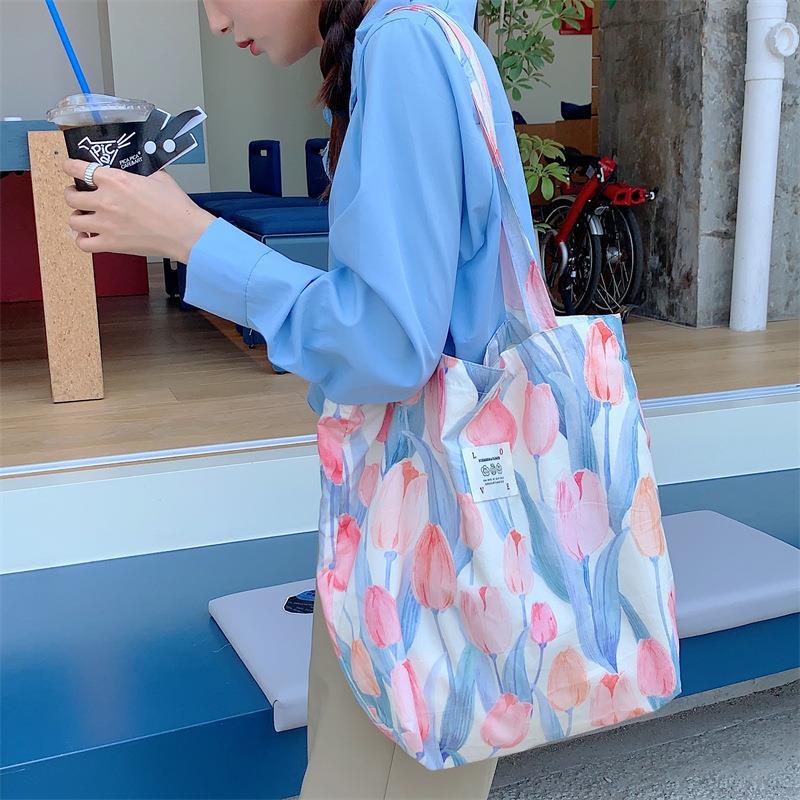 Túi Xách Canvas Cỡ Lớn Họa Tiết Hoa Phong Cách Phương Tây