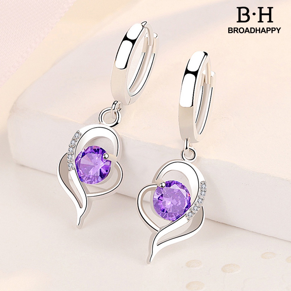Bông Tai Hình Trái Tim Đính Đá Thời Trang Dành Cho Nữ