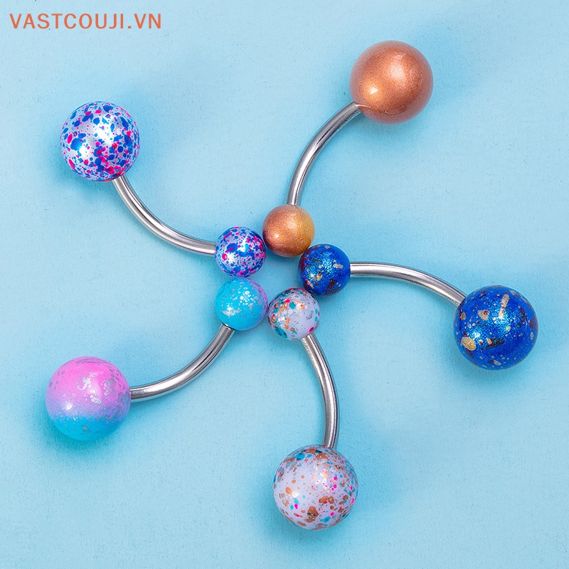 Set 5 Khuyên Rốn Bằng Thép Không Gỉ Acrylic Sơn Màu Sáng Tạo
