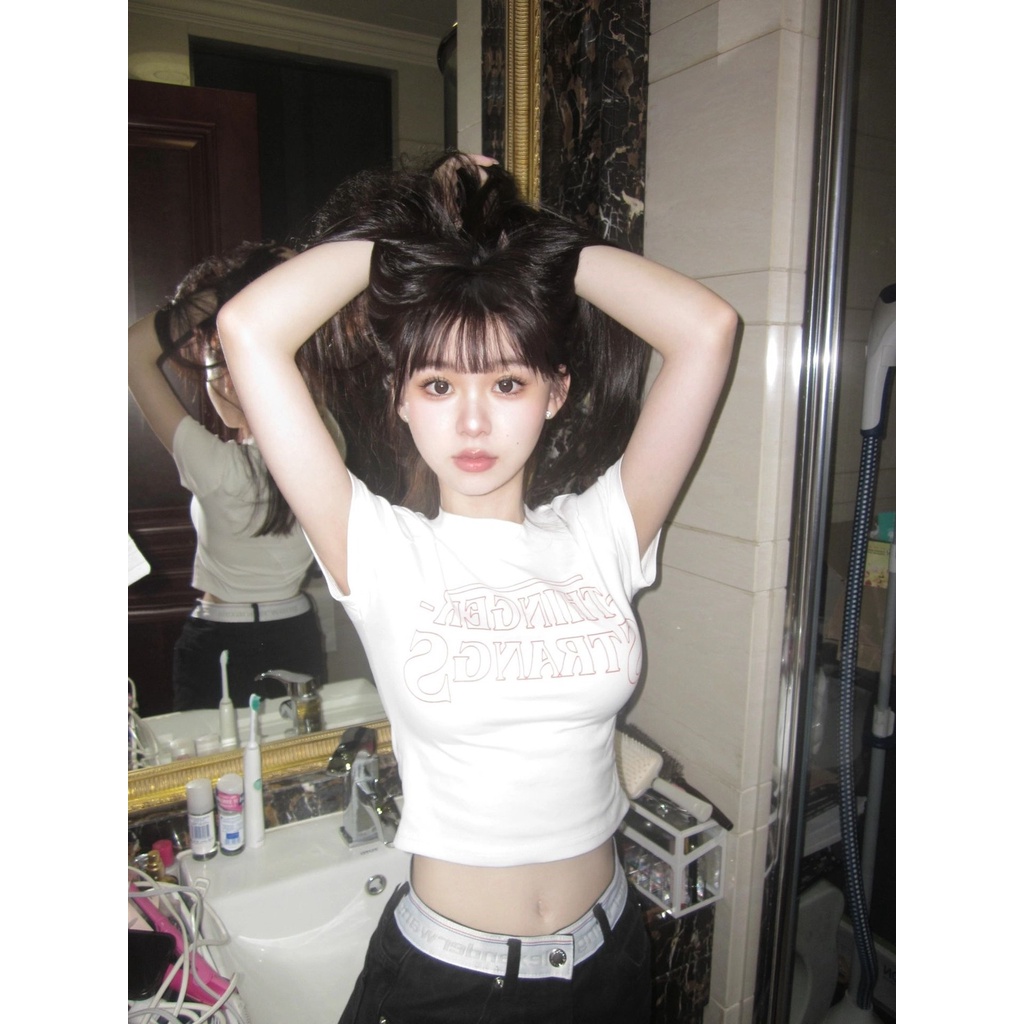 Áo Thun Tay Ngắn Dáng Ôm In Chữ Thời Trang Mùa Hè Kiểu Mới Cho Nữ