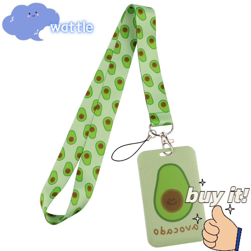 WATTLE Móc Khóa Hình Quả Bơ Màu Xanh Lá Có Dây Đeo Cổ Dacron Cho Văn Phòng