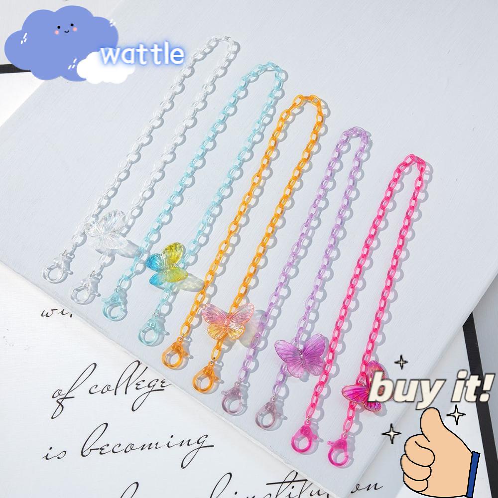 WATTLE Dây Đeo Mặt Nạ Acrylic Chống Thất Lạc Hình Bướm Giá Đỡ