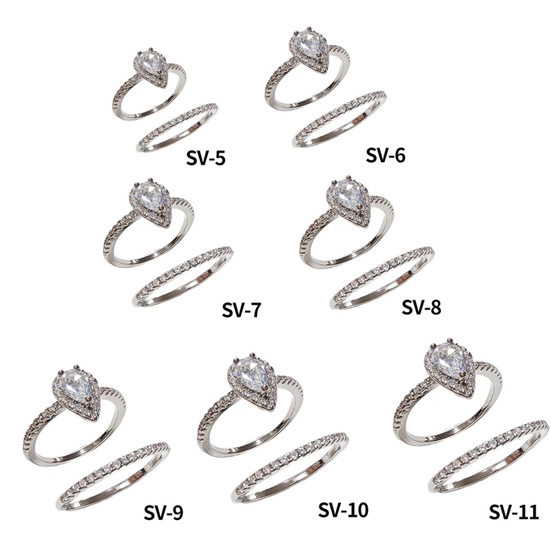 Ygt Set 2 Nhẫn Cưới Bạc 925 Đính Đá Zircon