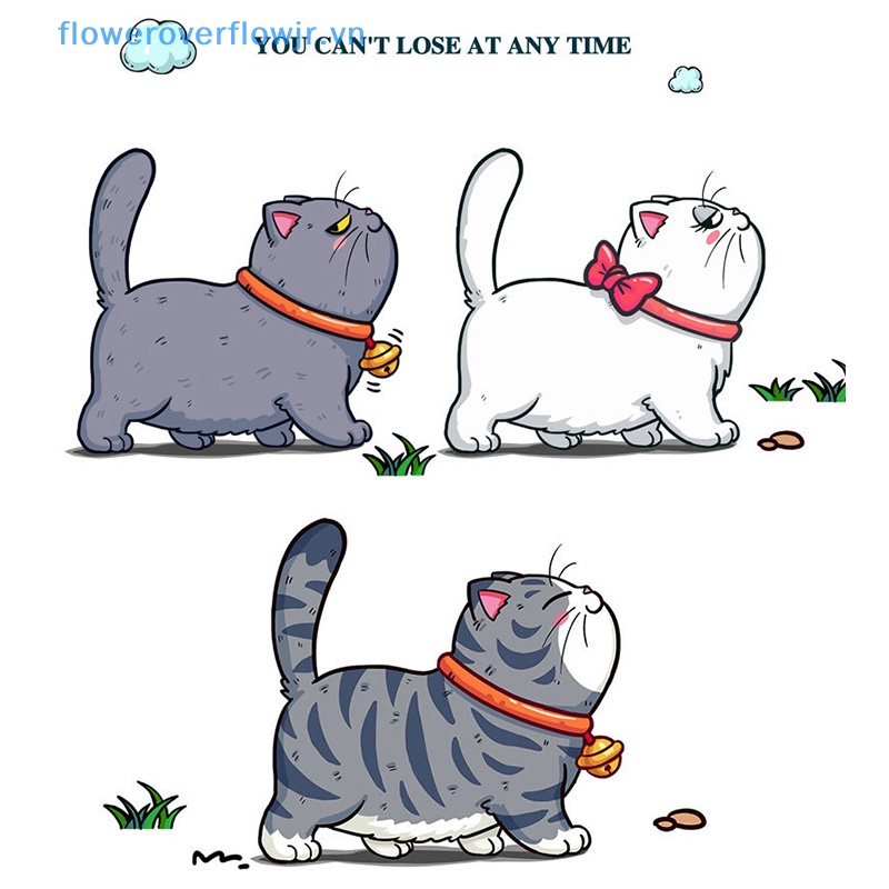 Bộ 5 Sticker Chống Thấm Nước Hình Mèo Leo Cây Vui Nhộn Trang Trí Xe Hơi