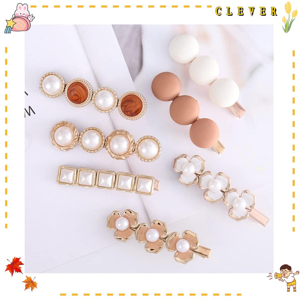 CLEVER Set 5 / 7 Kẹp Tóc Kim Loại Hình Hoa Thanh Lịch Thời Trang Mùa Hè