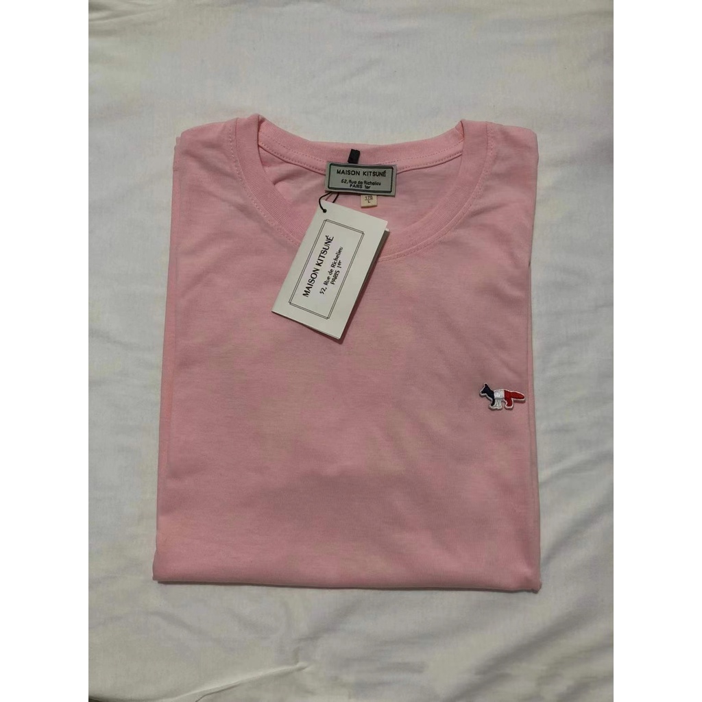 Áo Thun Ngắn Tay Thêu Hình Cáo Ba Màu Sắc Thời Trang Unisex