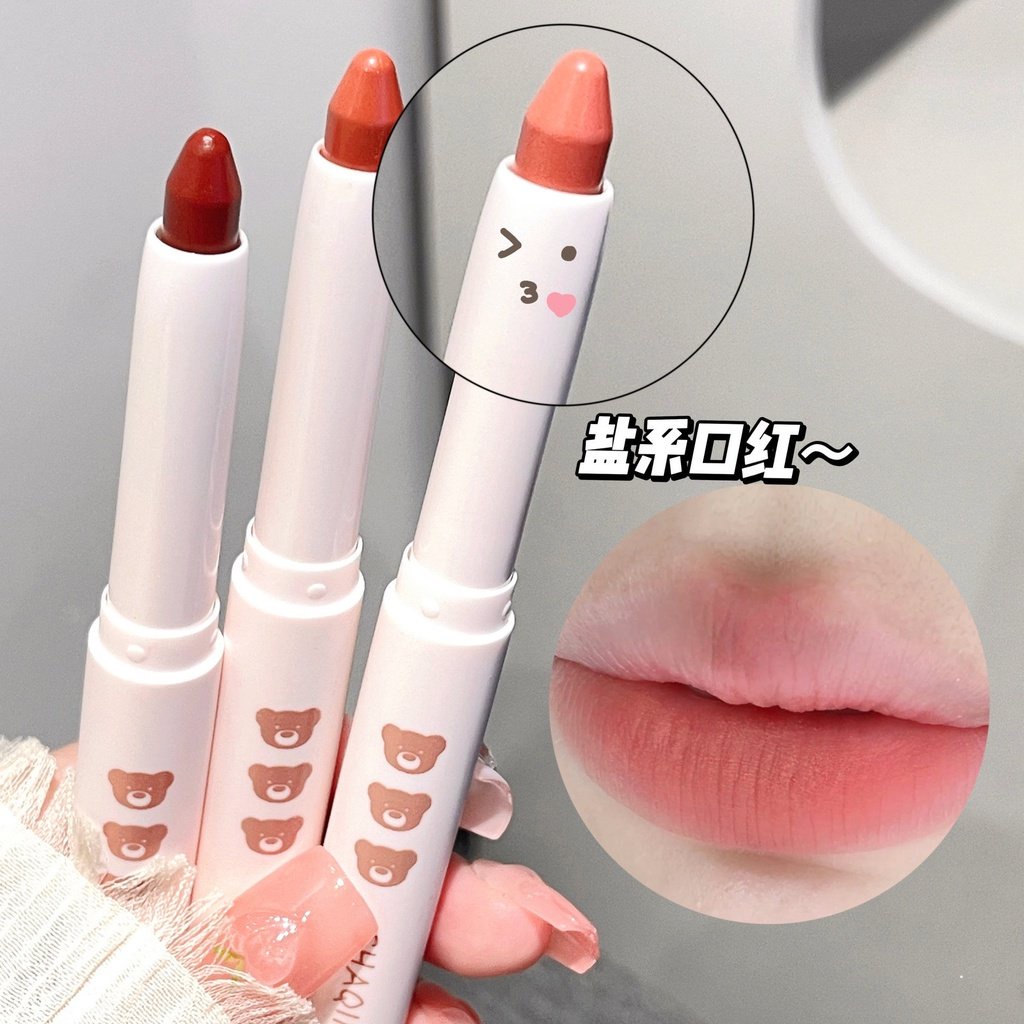 Son Môi Dạng Bút Hình Gấu Nhỏ Dễ Thương Dưỡng Ẩm Không Dễ Phai Chống Thấm Nước
