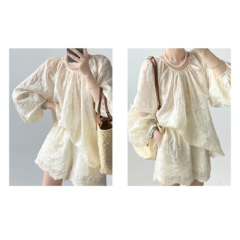 Bộ Áo Thun Dài Tay Thêu Họa Tiết + Quần Short Xinh Xắn Theo Phong Cách Mùa Hè 2023 80835