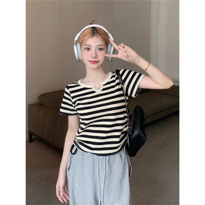 Áo Thun 100% Cotton Tay Ngắn Phong Cách Hàn Quốc Cho Nữ