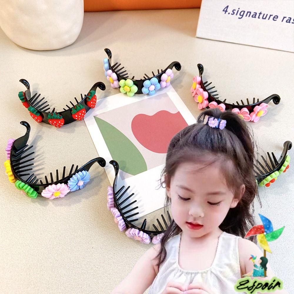 ESPO Set 3 Kẹp Tóc Hình Hoa Cúc / Quả Dâu / Quả Dâu Tây Bằng Acrylic Dễ Thương