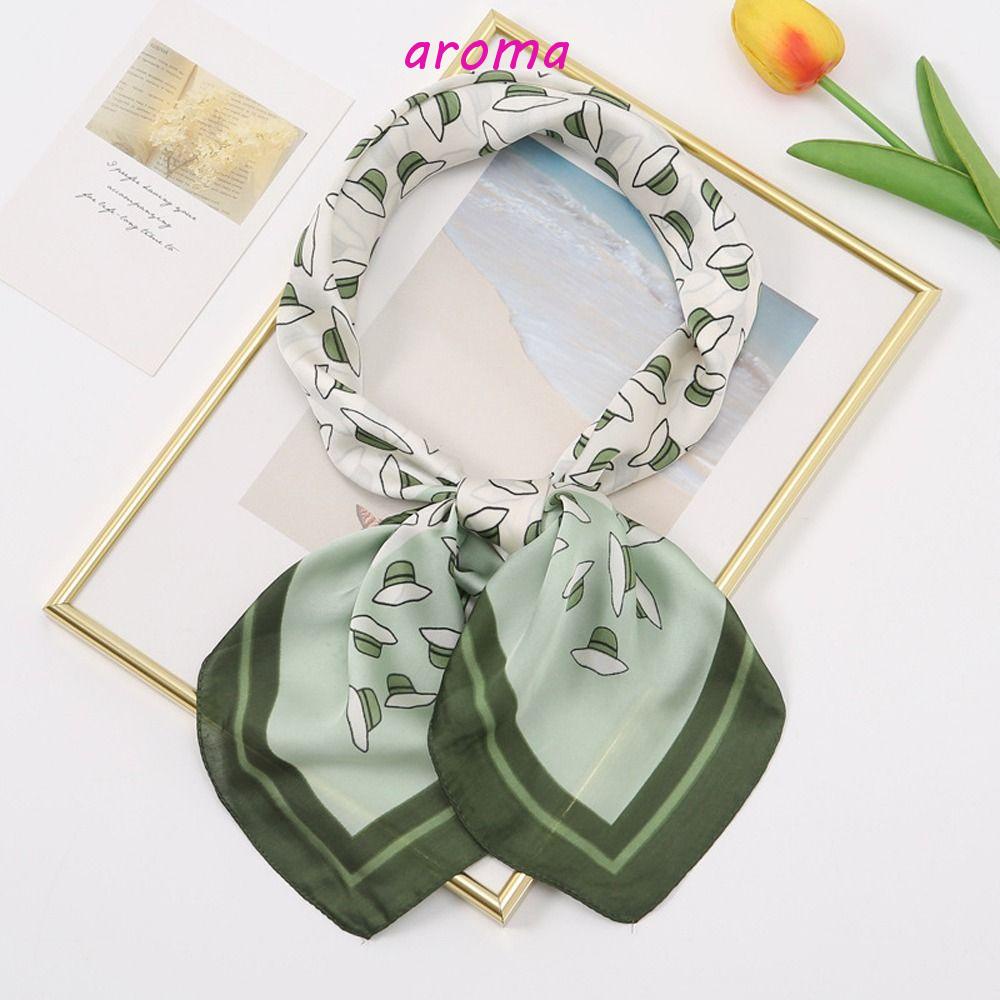 AROMA Khăn Choàng Cổ Hình Vuông In Họa Tiết Thời Trang Dành Cho Nữ