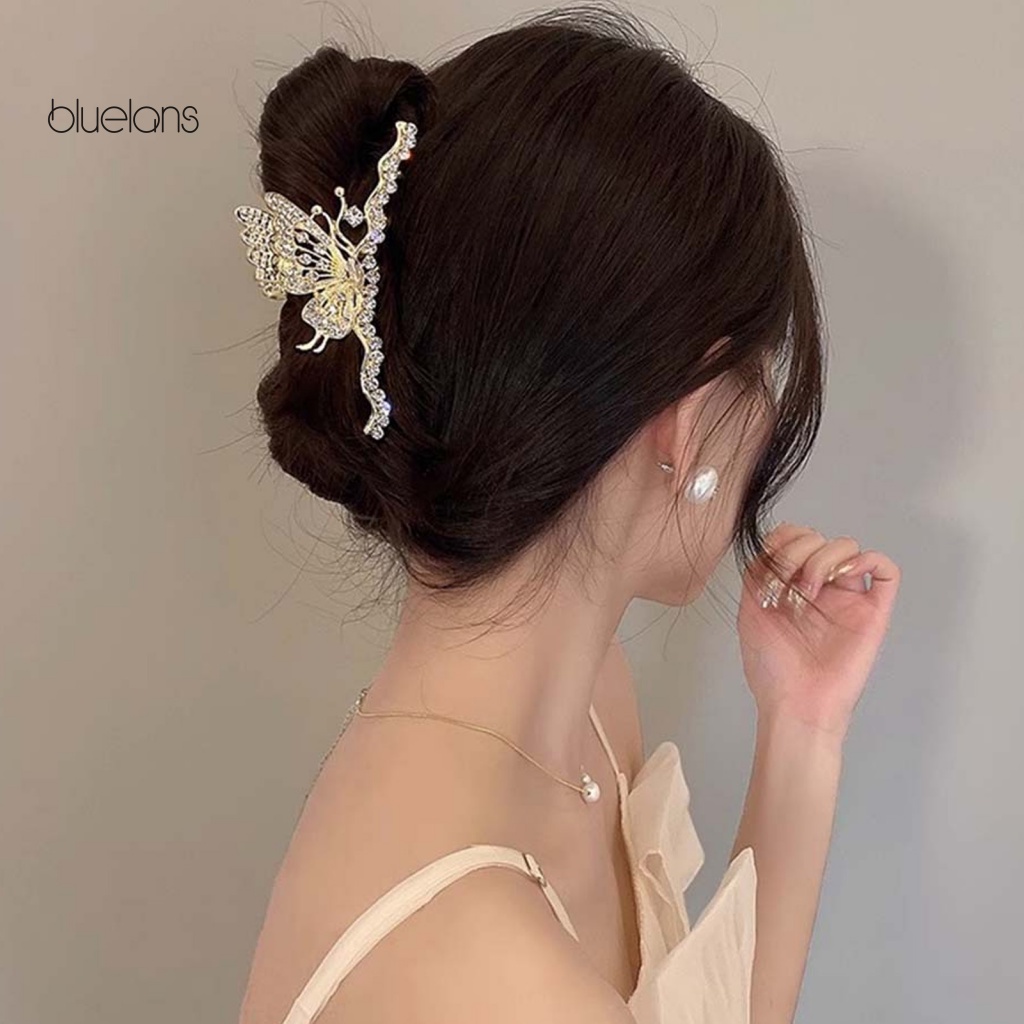 Set 2 Kẹp Tóc Càng Cua Lớn Đính Đá Lấp Lánh Chống Trượt