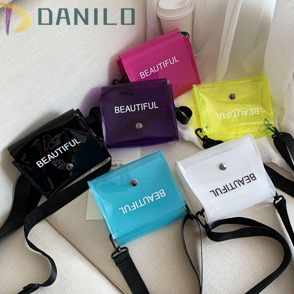 DANILO Túi Đựng Điện Thoại Bằng PVC Màu Thạch Trong Suốt Đeo Vai Thời Trang Cho Nữ