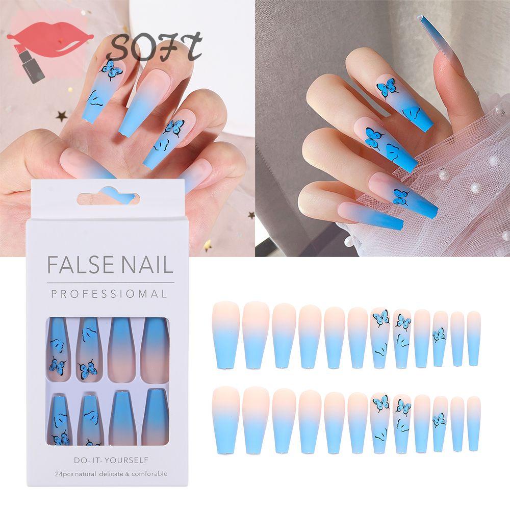 SOFTNESS Bộ Móng Tay Giả Hình Chữ T Trang Trí Nghệ Thuật