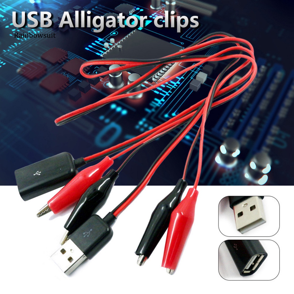 Set 2 Dây Cáp USB Đầu Đực / Cái Kẹp Cá Sấu Kiểm Tra Vôn Kế