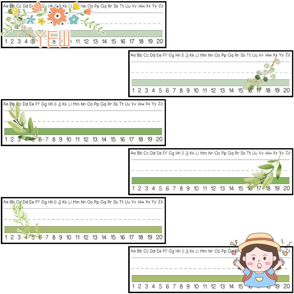 YEW Bảng Tên Bằng Giấy Họa Tiết Lá Xanh Truyền Thống Dễ Thương Dùng Trang Trí Bàn Học