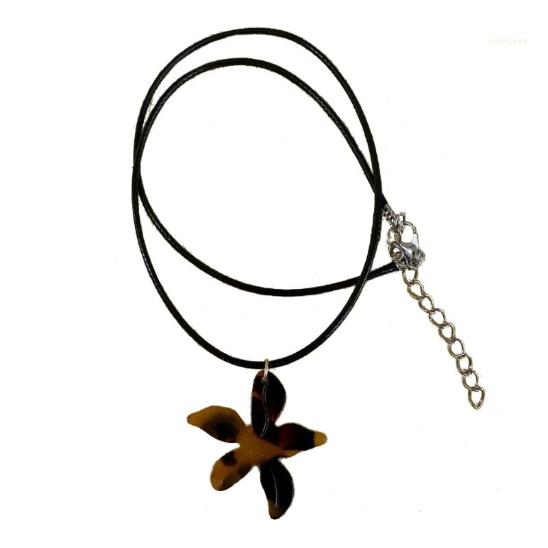 Vòng Cổ Choker Bằng Acrylic Màu Hổ Phách Mặt Lá Phong Thời Trang Cổ Điển Cho Nữ Y2K