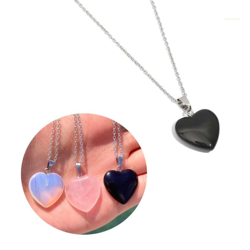 Vòng cổ Mặt Hình Trái Tim Đính Đá Xinh Xắn Cho Cặp Đôi