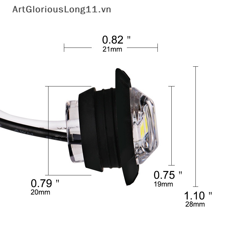 1 Đèn Tín Hiệu 24V 3LED 3 / 4 &quot;Ánh Sáng Trắng / Vàng Cho Xe Tải