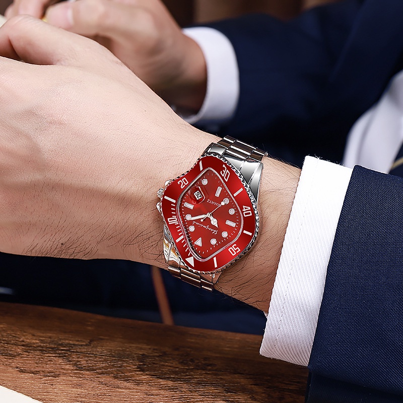 Đồng Hồ Quartz Hình Ma Nước Màu Xanh Lá Bằng Thép Không Gỉ Thời Trang Cho Nam