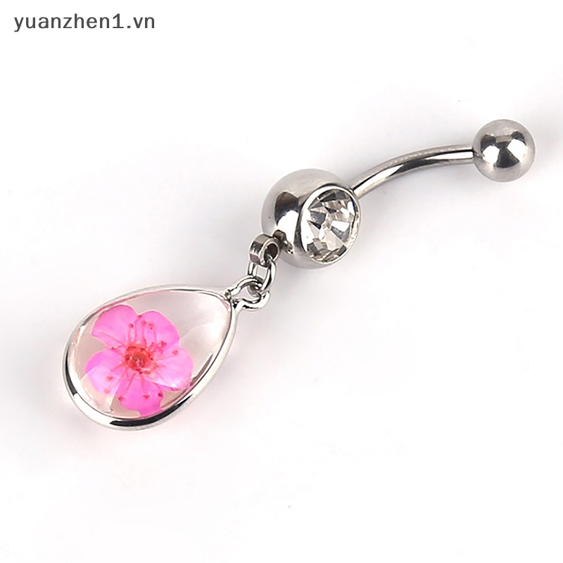 Khuyên Rốn Đính Đá Hình Giọt Nước Bằng Thép Không Gỉ Thời Trang Cho Nữ