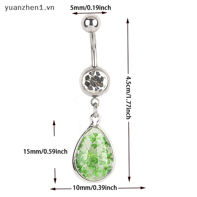 Khuyên Rốn Đính Đá Hình Giọt Nước Bằng Thép Không Gỉ Thời Trang Cho Nữ