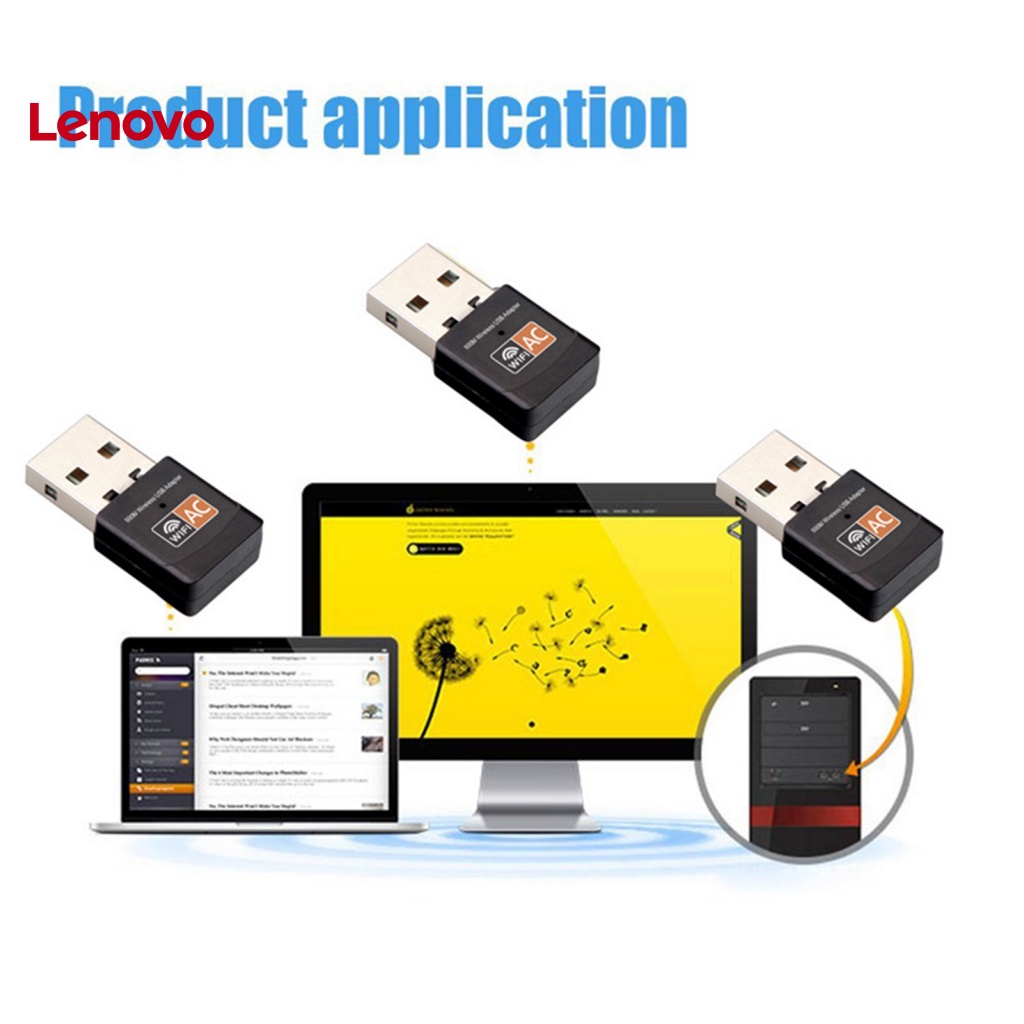 Thẻ Mạng Hoa Hướng Dương Tích Hợp Ăng Ten Băng Tần Kép AC 600Mbps 5.8G 2.4G USB WiFi Cho Máy Tính