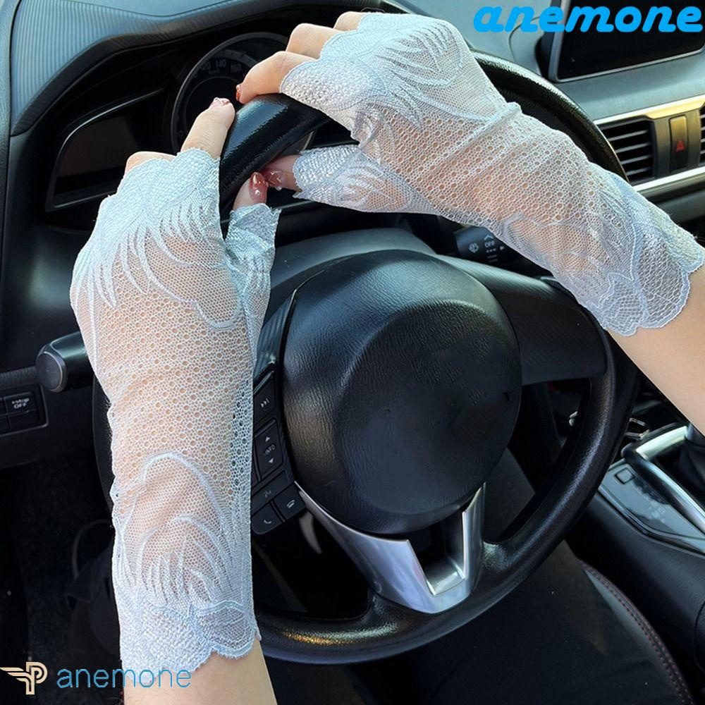 ANEMONE Găng Tay Chống Nắng Phối Ren Mỏng Thoáng Khí Phong Cách Gothic Thời Trang