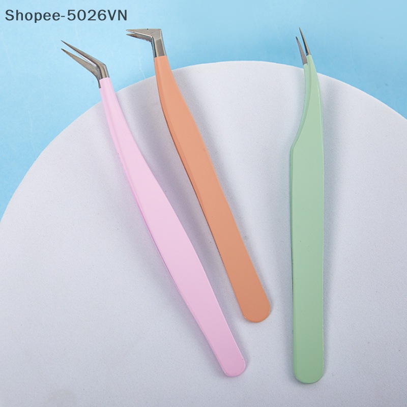 1 Nhíp Gắn Mi Giả Bằng Thép Không Gỉ Siêu Cứng Với Đầu Sợi Fiber Chống Tĩnh Điện Độ Chính Xác Cao